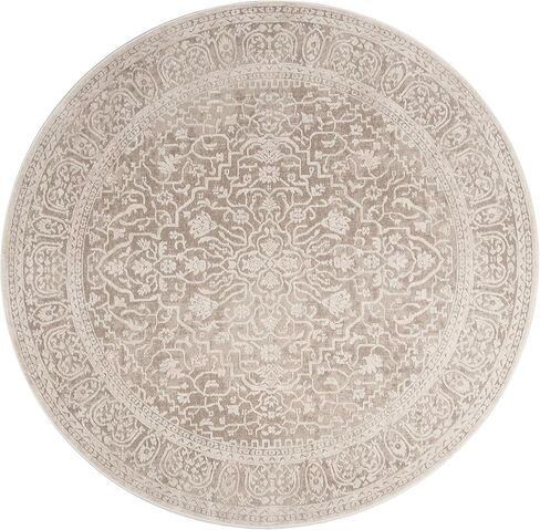 SAFAVIEH Reflection Collection Area Rug - 6'7" Round, Beige & Cream, Vintage Distressed Design, Non-Shedding & Easy Care, Ideal for High Traffic Areas in Living Room, Bedroom (RFT670A) in Saudi Arabia