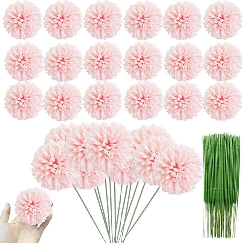 HinyoCo 30 Pcs Artificial Chrysanthemums Heads Ball Flowers，Silk Chrysanthemum Ball Bouquet White Bouquets Hydrangea for Home Office Coffee House Parties and Wedding (Light Blue) in Saudi Arabia