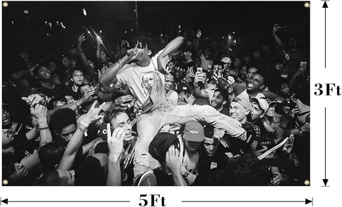 AuLYn مضحك Play-boi Rapper Singer Cartis نسيج ألبوم الموسيقى غطاء نسيج 3x5Ft نسيج غرفة الفن ديكور نسيج الزينة الجدار شنقا الهدايا للمراهقين غرفة نوم غرفة المعيشة، أسود in Kuwait