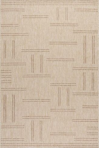 nuLOOM 5' x 8' Upgraded Performance Outdoor Area Rug, Stain Resistant, Durable, Modern, Patio, Balcony, Living Room, Dining Room, Briseis Light Grey in Saudi Arabia