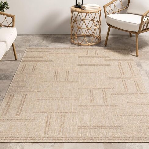 nuLOOM 5' x 8' Upgraded Performance Outdoor Area Rug, Stain Resistant, Durable, Modern, Patio, Balcony, Living Room, Dining Room, Briseis Light Grey in Saudi Arabia