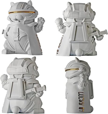 Futuristic Decor Lucky Cat Collectible Cool Statue for Home Office Room Desktop Decor,Feng Shui Resin Sculpture for Welcoming Fortune Luck Wealth in Saudi Arabia