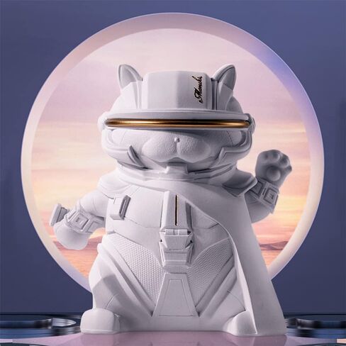 Futuristic Decor Lucky Cat Collectible Cool Statue for Home Office Room Desktop Decor,Feng Shui Resin Sculpture for Welcoming Fortune Luck Wealth in Saudi Arabia