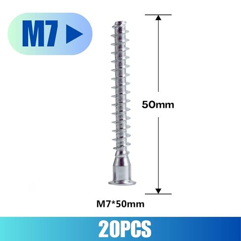 Confirmat Screws, 20 PCS M7 x 50mm, Hex Socket Drive Countersunk Self-Tapping Furniture Connecting Screw Set Carbon Steel Zinc Plated in Saudi Arabia