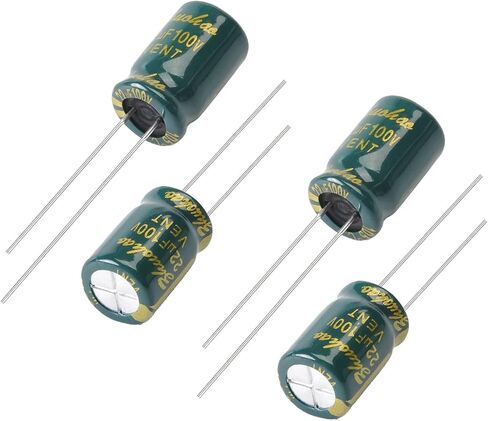 Fielect 20Pcs Aluminum Radial Electrolytic Capacitor 22uF 100V Low ESR Green 8x12mm High Ripple Current,Low Impedance for TV, LCD Monitor, Radio, Stereo, Game in Saudi Arabia