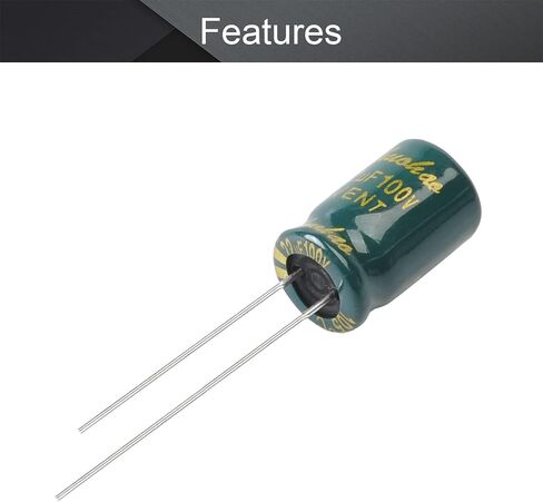 Fielect 20Pcs Aluminum Radial Electrolytic Capacitor 22uF 100V Low ESR Green 8x12mm High Ripple Current,Low Impedance for TV, LCD Monitor, Radio, Stereo, Game in Saudi Arabia