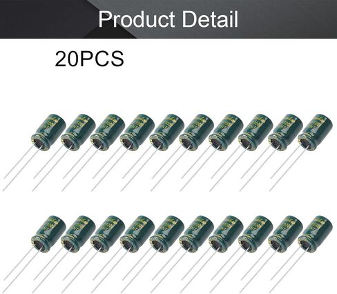 Fielect 20Pcs Aluminum Radial Electrolytic Capacitor 22uF 100V Low ESR Green 8x12mm High Ripple Current,Low Impedance for TV, LCD Monitor, Radio, Stereo, Game in Saudi Arabia