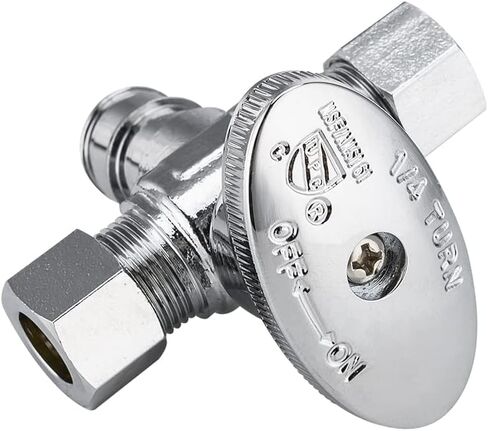 EFIELD Dual Compression Outlet 1/4-Turn Angle Stop Valves,1/2" Fip Iron Pipe Inlet x (3/8 inch x 3/8 inch),Chrome Plated Brass (1) in Saudi Arabia