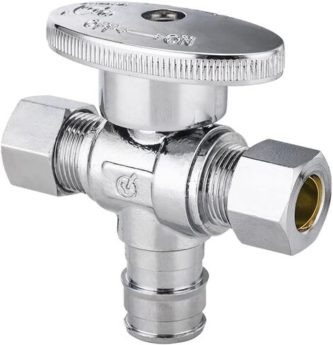 EFIELD Dual Compression Outlet 1/4-Turn Angle Stop Valves,1/2" Fip Iron Pipe Inlet x (3/8 inch x 3/8 inch),Chrome Plated Brass (1) in Saudi Arabia