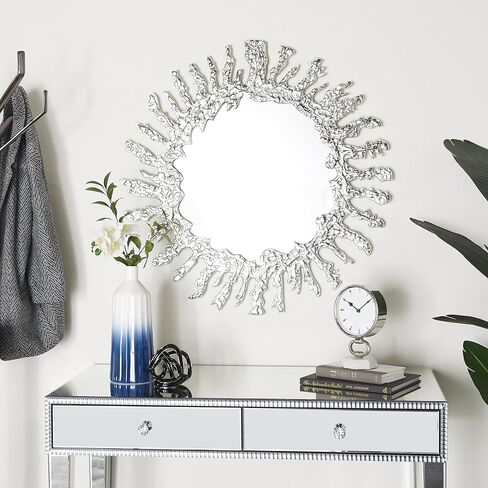 Deco 79 Aluminum Starburst Wall Mirror, 34" x 1" x 34", Silver in Saudi Arabia