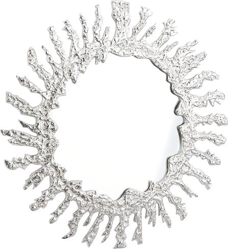 Deco 79 Aluminum Starburst Wall Mirror, 34" x 1" x 34", Silver in Saudi Arabia