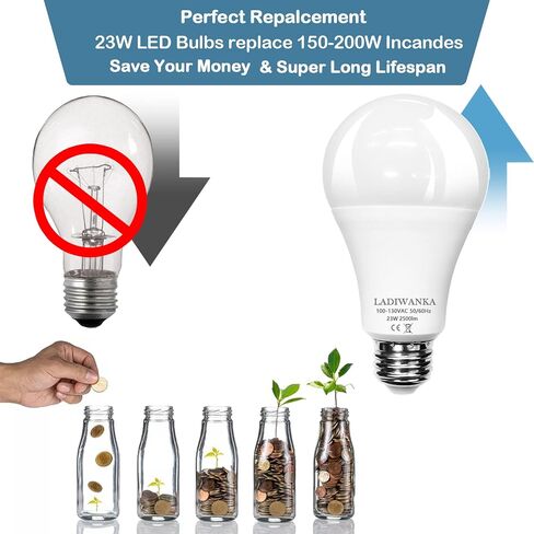 150 Watt Led Bulb, 2500LM Bright Led Light Bulbs, 23W Daylight White 5000K, A21 Led Light Bulb, E26 Standard Base Non-Dimmable,2 Pack in Saudi Arabia