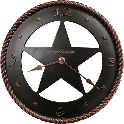 Howard Miller Glenns Ferry Wall Clock II 549-687 – Cast Resin Western Star, Molded Rope Edge, Oil Rubbed Bronze Finish, Start Hour Markers Plus Spade Hands, Quartz Movement in Saudi Arabia
