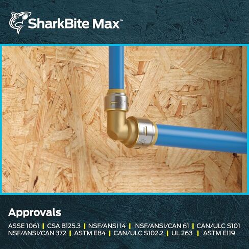 SharkBite Max 3/4 Inch x 1/2 Inch 90 Degree Reducing Elbow, Push to Connect Brass Plumbing Fitting, PEX Pipe, Copper, CPVC, PE-RT, HDPE, UR274A in Saudi Arabia