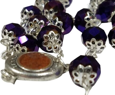 Glass Crystal Beads Rosary with Holy Soil Silver Crucifix (Pink, Red, Green, Purple, Light Blue, Dark Blue, Black, Clear, Blue) (Red) in Saudi Arabia