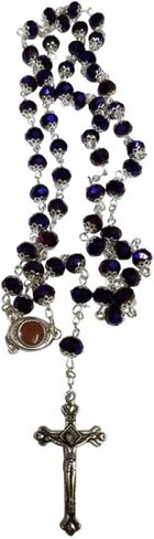 Glass Crystal Beads Rosary with Holy Soil Silver Crucifix (Pink, Red, Green, Purple, Light Blue, Dark Blue, Black, Clear, Blue) (Red) in Saudi Arabia