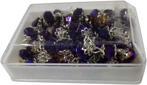 Glass Crystal Beads Rosary with Holy Soil Silver Crucifix (Pink, Red, Green, Purple, Light Blue, Dark Blue, Black, Clear, Blue) (Red) in Saudi Arabia