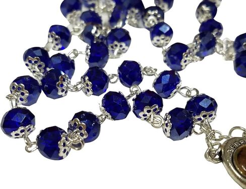 Glass Crystal Beads Rosary with Holy Soil Silver Crucifix (Pink, Red, Green, Purple, Light Blue, Dark Blue, Black, Clear, Blue) (Red) in Saudi Arabia