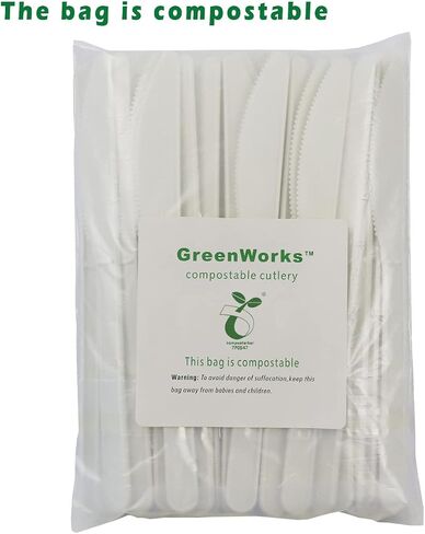 GreenWorks 1000 Count 7" Heavy-duty Compostable Forks, BPI Certified Large Bulk Disposable Cutlery Fork in Saudi Arabia