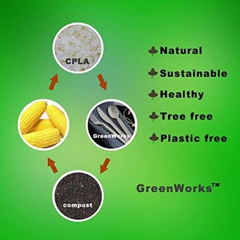 GreenWorks 1000 Count 7" Heavy-duty Compostable Forks, BPI Certified Large Bulk Disposable Cutlery Fork in Saudi Arabia