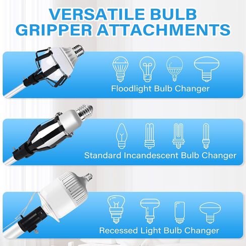 VASALAID 3-12FT Light Bulb Changer Pole Kit Light Bulb Changer for High Ceilings with Pole with Baskets and Suction Cup for High Ceilings and Recessed Lights Lightbulb Removal Changing in Saudi Arabia