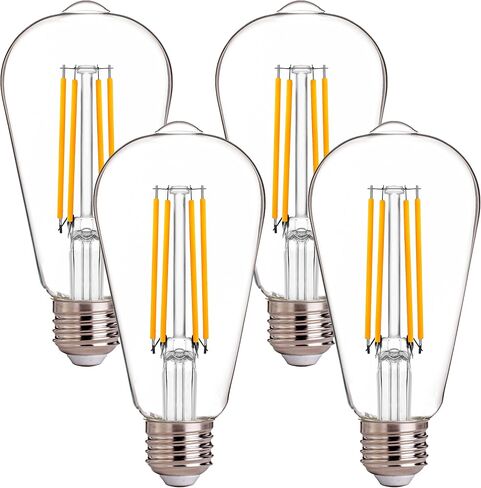 FLSNT 100W Equivalent LED Edison Bulbs, ST19/ST58 Dimmable LED Light Bulbs for Dining Room, Kitchen, High Brightness with 1000LM, 2700K Soft White, 8W, E26 Base, 6 Pack in Saudi Arabia