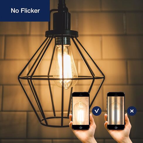 FLSNT 100W Equivalent LED Edison Bulbs, ST19/ST58 Dimmable LED Light Bulbs for Dining Room, Kitchen, High Brightness with 1000LM, 2700K Soft White, 8W, E26 Base, 6 Pack in Saudi Arabia
