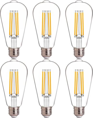 FLSNT 100W Equivalent LED Edison Bulbs, ST19/ST58 Dimmable LED Light Bulbs for Dining Room, Kitchen, High Brightness with 1000LM, 2700K Soft White, 8W, E26 Base, 6 Pack in Saudi Arabia