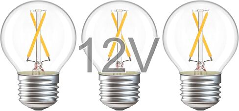 12 Volt Low Voltage LED Light Bulbs - Soft Warm 2700K 2W (Only for 12V DC/AC)- 25W Equivalent E26 Edison Base Small Globe Bulb for RV, Landscape Lights - 3 Pack in Kuwait