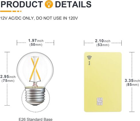 12 Volt Low Voltage LED Light Bulbs - Soft Warm 2700K 2W (Only for 12V DC/AC)- 25W Equivalent E26 Edison Base Small Globe Bulb for RV, Landscape Lights - 3 Pack in Kuwait