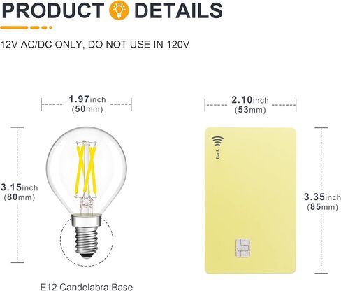 12 Volt Low Voltage LED Light Bulbs - Soft Warm 2700K 2W (Only for 12V DC/AC)- 25W Equivalent E26 Edison Base Small Globe Bulb for RV, Landscape Lights - 3 Pack in Kuwait