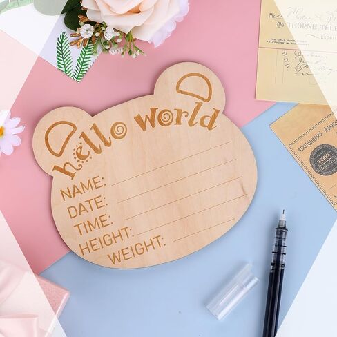 لافتة إعلان الولادة، لافتة اسم الطفل الخشبية مقاس 5.9 سم، لافتة ترحيب بالمولود الجديد Hello-World للمستشفى، لافتة إعلان الطفل لدعائم صور استحمام الطفل in Saudi Arabia