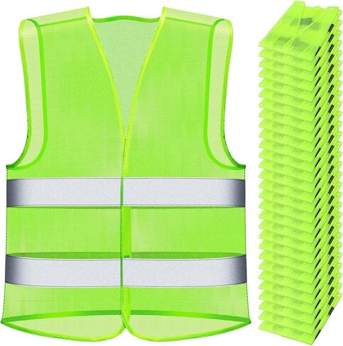Unittype 30 Pack High Visibility Vest Reflective Safety Vest Hi Vis Mesh Vest Adjustable Size for Men Women Outdoor Works in Kuwait