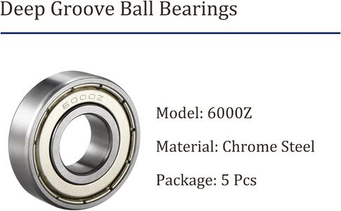 5pcs Deep Groove Ball Bearing 6000Z - [10mm x 26mm x 8mm] Chrome Steel Bearings for Skate Boards Inline Skates in Saudi Arabia