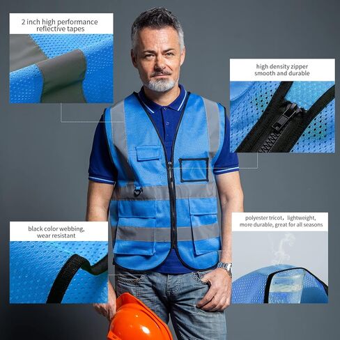 Tydon Guardian Reflective Safety Vest for Women Men High Visibility Security With Pocket Zipper Front Meet ANSI/ISEA Standard in Saudi Arabia