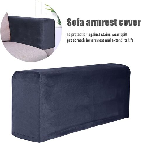 زوج واحد من غطاء مسند ذراع الأريكة من Xiaokeis، أغطية كراسي بذراعين للكراسي والأرائك، أغطية كراسي بذراعين مرنة قابلة للتمدد، ملحقات الأثاث، واقي الأريكة (كحلي) in Kuwait