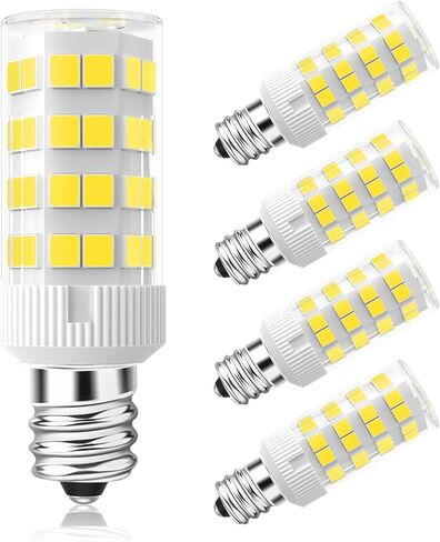 لمبة E12 LED 5 وات تعادل 40 وات C7 لمبات بديلة واضحة من النوع B الشمعدانات قاعدة بولبرايت ضوء النهار الأبيض 6000 كلفن غير قابلة للتعتيم (عبوة من قطعتين) in Saudi Arabia