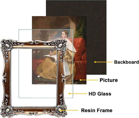 Vintage Picture Frame 8x10 Inch, Ornate Antique Photo Frames with Glass Front, Baroque Design, Tabletop & Wall Hanging, Photo Gallery, Gold in Saudi Arabia