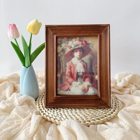 5x7 Picture Frame, Rustic Photo Frame Made of Solid Wood High Definition Glass, Vintage Distressed Photo Frame for Tabletop Display and Wall Mounting in Saudi Arabia