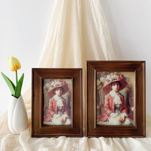 5x7 Picture Frame, Rustic Photo Frame Made of Solid Wood High Definition Glass, Vintage Distressed Photo Frame for Tabletop Display and Wall Mounting in Saudi Arabia