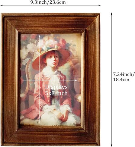 5x7 Picture Frame, Rustic Photo Frame Made of Solid Wood High Definition Glass, Vintage Distressed Photo Frame for Tabletop Display and Wall Mounting in Saudi Arabia