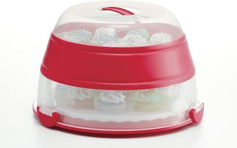 Prepworks by Progressive Collapsible Cupcake and Cake Carrier, 24 Cupcakes, 2 Layer, Easy to Transport Muffins, Cookies or Dessert to Parties - Teal - In Amazon Frustration Free in Saudi Arabia