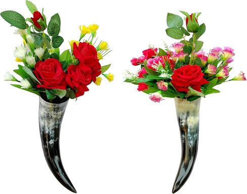 Flower Hanging Vase On The Wall, Set of 2 Made of Horn (8'' to 10'') in Kuwait