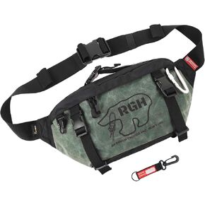 Rough Enough Tactical Fanny Pack for Men Large Crossbody Waist Bag for Hiking Hunting Fishing in Waxed Canvas Red
