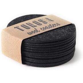 Set of 12 Felt Gray Drink Coasters 4x4 inches - Round Coaster for Drinks Absorbent - Cup Mats - Protect Furniture from Heat, Stain, Scratches and Condensation