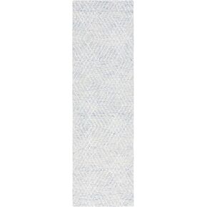SAFAVIEH Abstract Collection Runner Rug - 2'3" x 8', Blue & Ivory, Geometric Design, Ideal for High Traffic areas in Entryway, Kitchen & Bathroom (ABT499M-28)