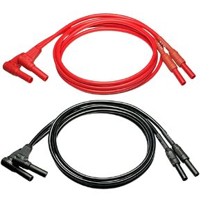 CESS-222 Meter Test Lead Extension Right Angle Male to Female Connector 4mm Banana Plug to Jack Heavy Duty Silicone Wires Multimeter Leads Probes Adapter 12AWG, 2 Pairs, Black & Red, 3 Feet