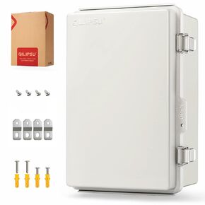 QILIPSU UL94-V0 Outdoor Electrical Box 16.4"x12.4"x7.1" Waterproof Junction Box Weatherproof PC/ABS Alloy Plastic IP66 Project Electric Enclosure Grey Hinged Door
