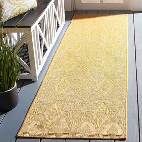 SAFAVIEH Courtyard Collection Runner Rug - 2'3" x 8', Gold, Non-Shedding & Easy Care, Indoor/Outdoor & Washable-Ideal for Patio, Backyard, Mudroom (CY8522-56022)