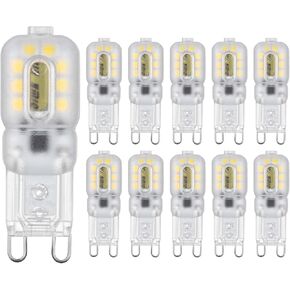 G9 LED Bulb 2W Equivalent to 20 25 W Halogen lamp Equivalent, T4 G9 Warm White 3000K, AC 120V G9 Bi-pin Base, 360°Omni-Directional Lighting, Suitable for Household Lighting 10 Pack